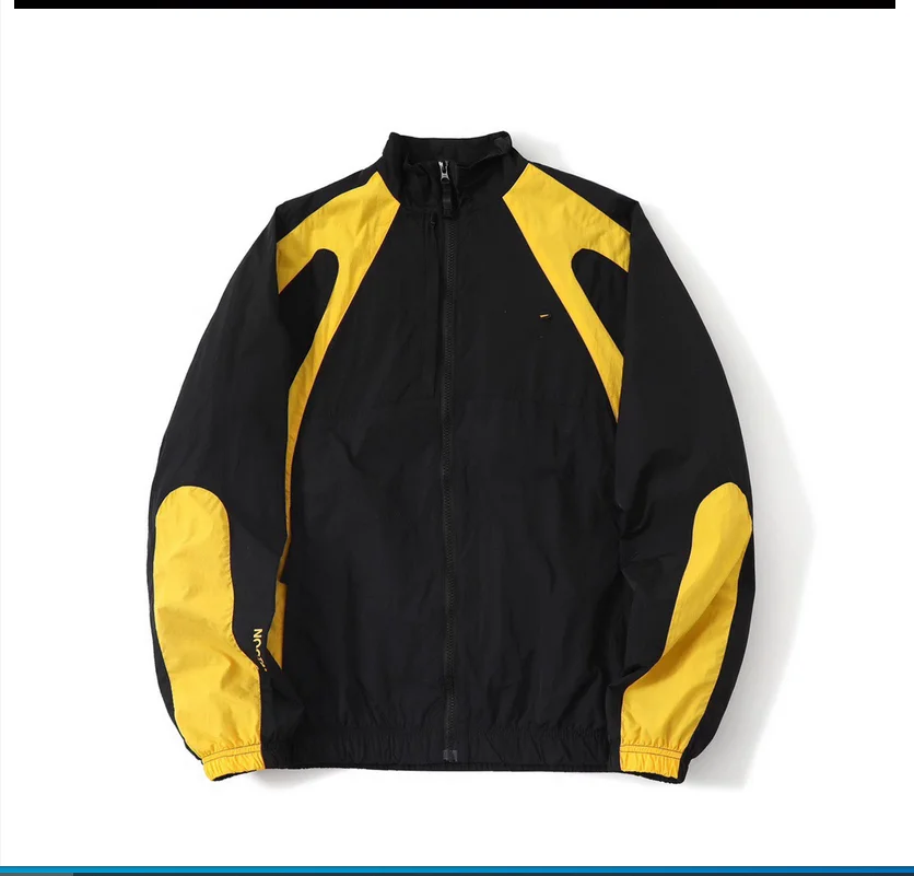 

Spring and Autumn unisex contrasting stand up collar jacket woven jacket