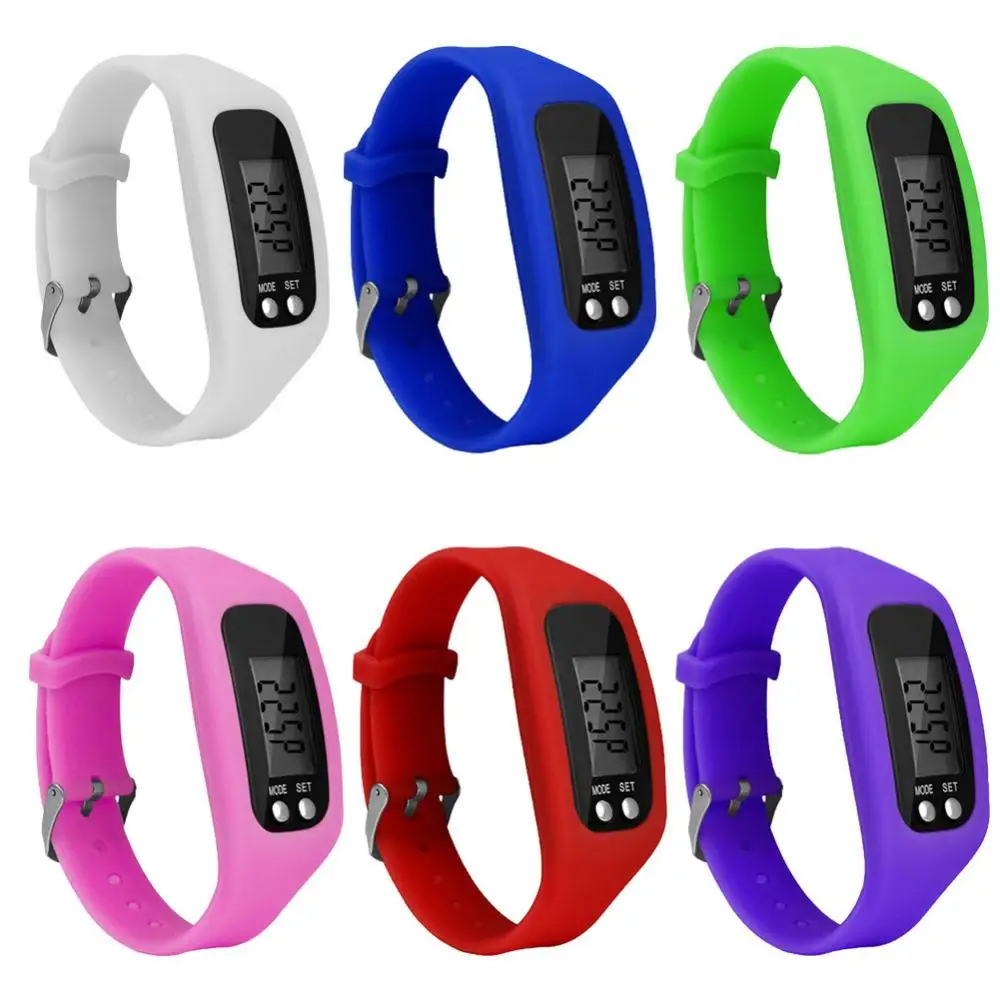 LED Pedometer Bracelet Step Counter Watch Multi-Function Walking Running Pedometer Silicone Step Tracker for Outdoor Sports
