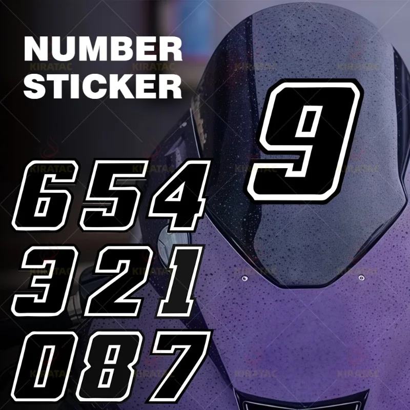 0-9 Black Number Motorcycle Sticker, Waterproof Durable Vinyl Decal for Fairing Fuel Tank Helmet Fender Bike Scooter