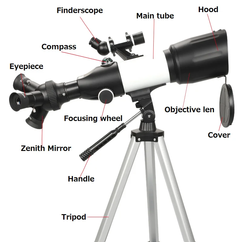 New Astronomical Telescope 3 Eyepieces Install Upgraded 166X Zooming Monocular Telescope 70MM Caliber Multilayer Coated Lens