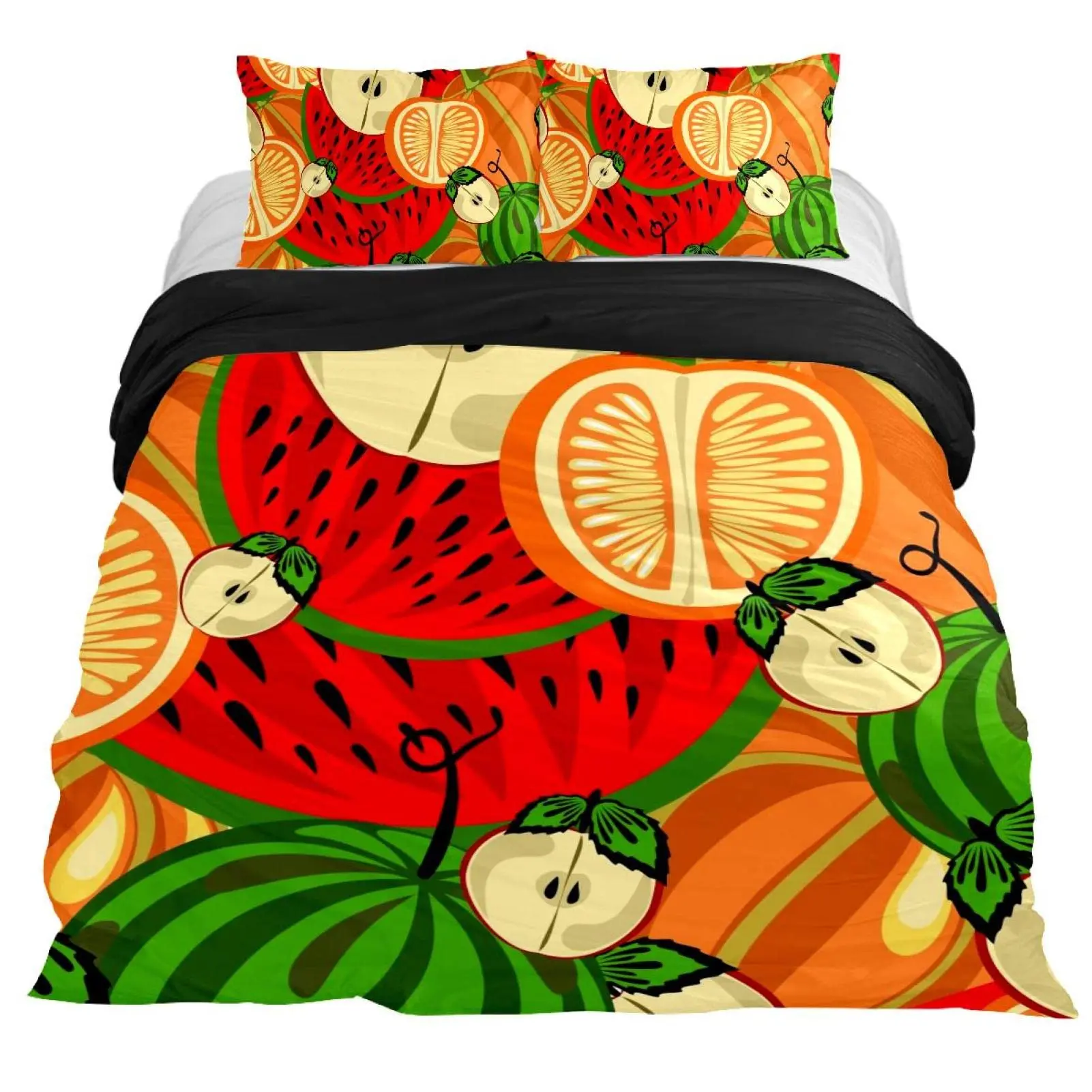 

Watermelon Duvet Cover Twin King Cartoon Summer Fruit Comforter Cover,Yummy Watermelon Bedding Set with Pillowcase Bedroom Decor