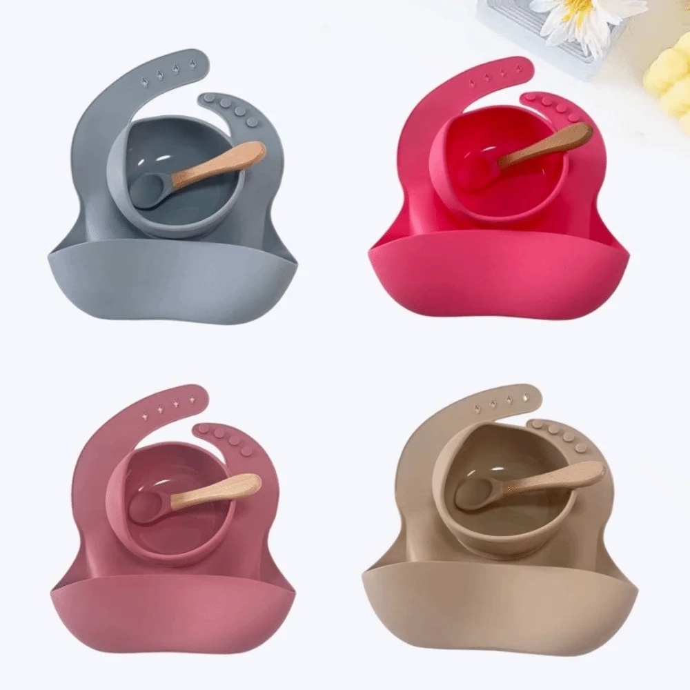 

Мягкая силиконовая детская миска для кормления, нагрудники/миска/ложка, силиконовая детская обеденная миска, нескользящая посуда, детские миски для кормления