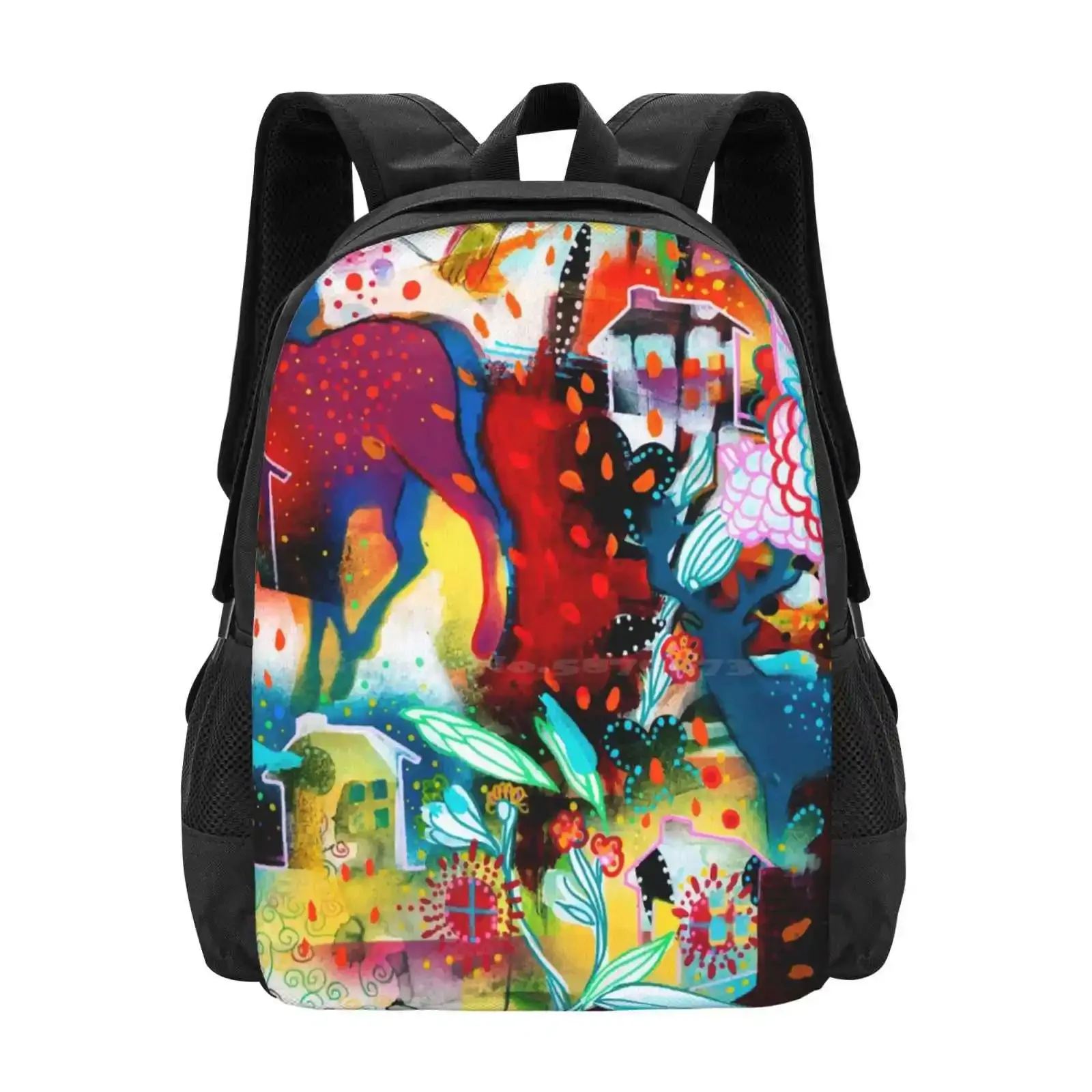 

The Nordic Summer Night Hot Sale Schoolbag Backpack Fashion Bags Deer Nature House Living Flower Randi Antonsen