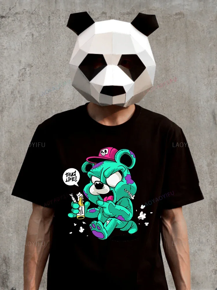 Green zombie bear print trend Hip hop style street casual summer crew-neck T-shirt Hipster Street Fashion new arrival hot sale