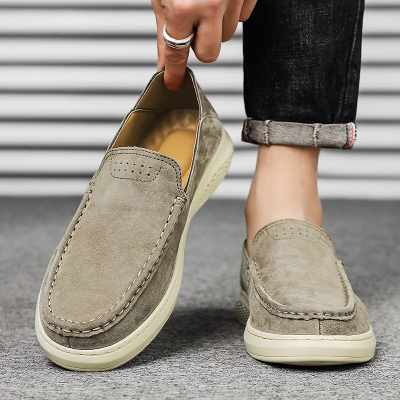 Mens Loafers Leather Mens Slip on Shoes 2024 New Men Casual Shoe Handmade Male Driving Footwear All-match Travel Mens Sneakers