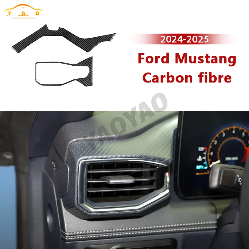 

Carbon Fiber For Ford Mustang GT 2024 2025 Car Center Console AC Outlet Sticker Car Interior Accessories