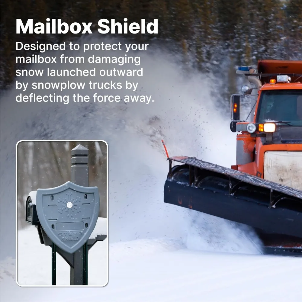 Snow Shield Mailbox Guard, Winter Mailbox Snow Plow Shield, Weather Resistant, Made of Durable Plastic, Reflector Included