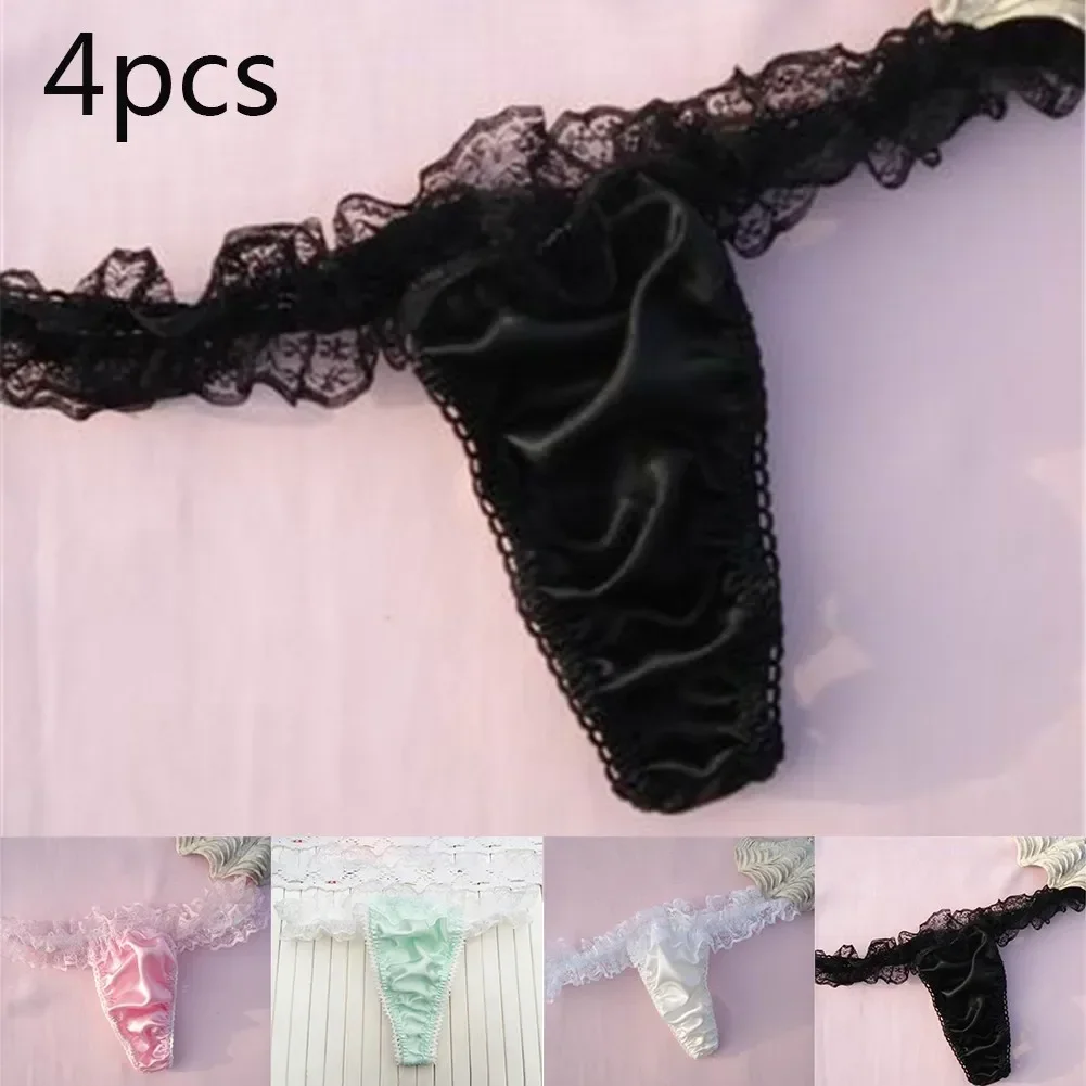 New Women Sexy Breathable Lace Waist Thongs Briefs G-String Panties Bikinis Underwear Home Japanese Solid Women\'s Thongs Shorts