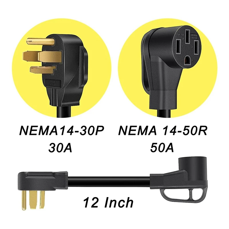 NEMA 14-30P To 14-50R EV Charger Adapter Compatible 30Amp To 50Amp EV Conversion Adapter Cord For 2 EV Charging US Plug Durable