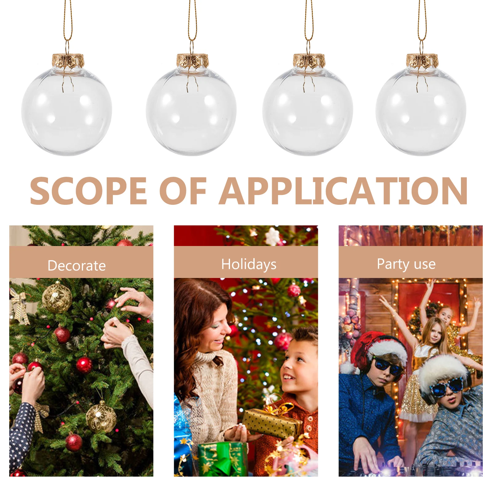 

12 Pcs Christmas Ball Decorations Clear Ornaments Fillable Shatterproof Baubles Tree Plastic Bulk