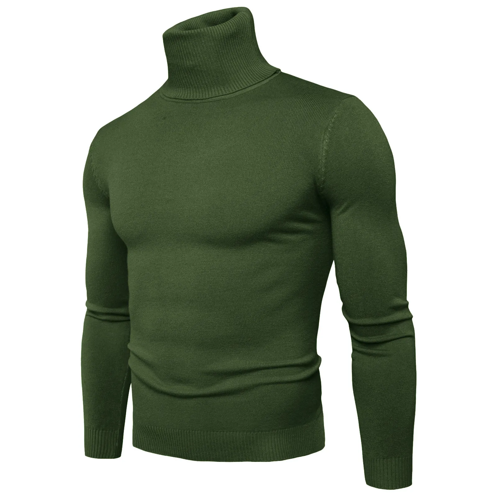 Mens Crewneck Sweaters Autumn Winter Elastic Long Sleeve Solid Color Pullover Fitness Knitted Soft Basic Thermal Underwear Top