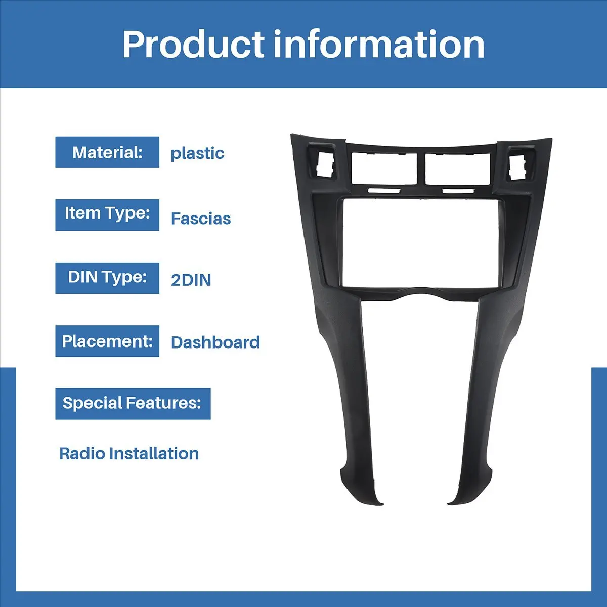 Super Sale Car Radio Fascia Trim Kit, 2 Din Dash Panel DVD Frame Install Kit for Toyota Yaris Vitz Platz 2005 2006 2007 2008-201