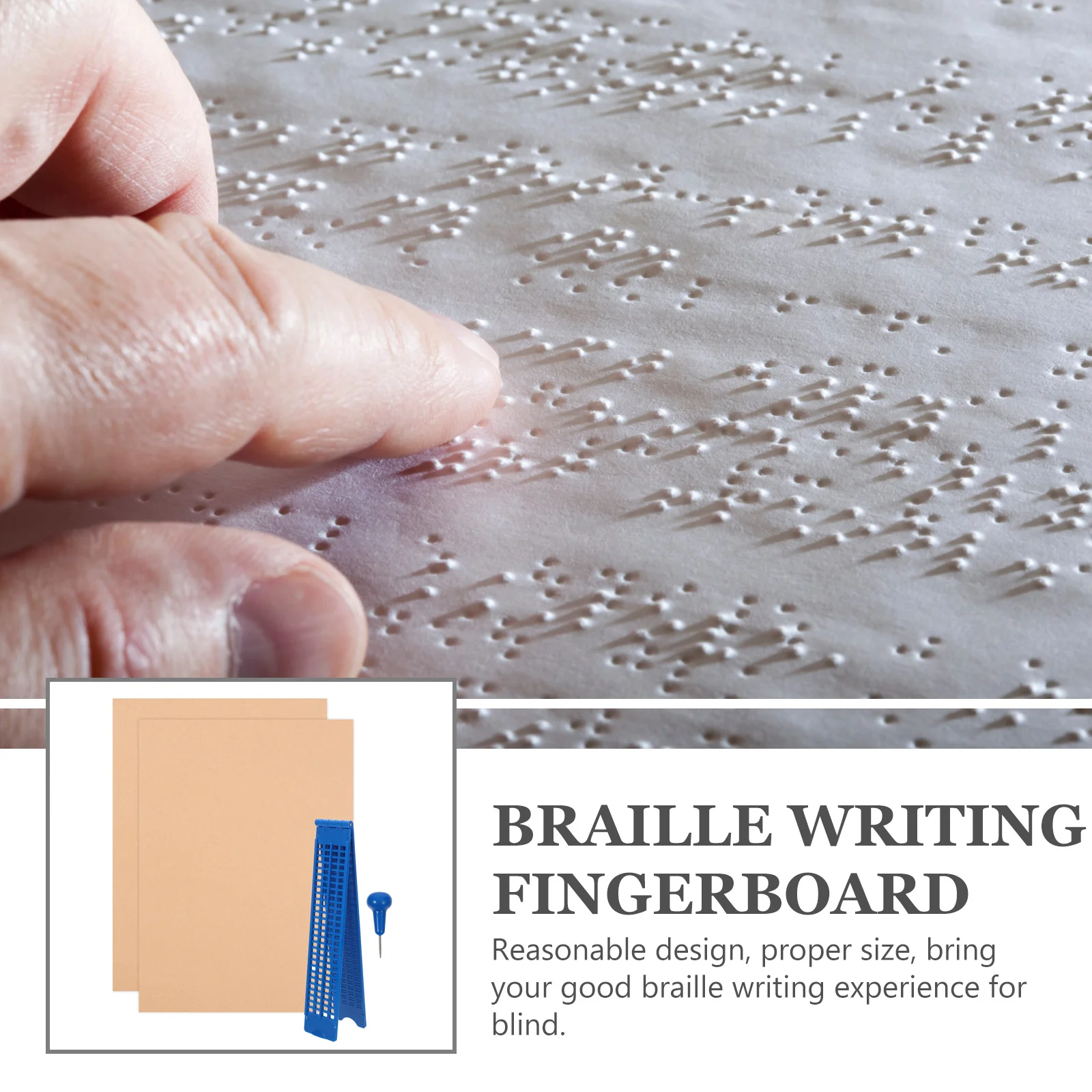 Stylus Pen Braille Board Writing Fingerboards Plate for Blind Slate Zestaw wielokrotnego użytku Plastik