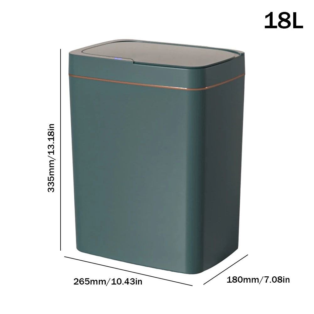 15/18L Automatic Trash Bin Waterproof Intelligent Touchless Trash Can Rechargeable Garbage Bucket for Kitchen Bathroom Bedroom