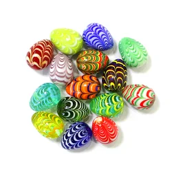 5PCS Custom Lovely Rare Murano Glass Easter Egg Shape Ornaments Colorful Handmade Mini Oval Marbles Ball For Holiday Party Decor