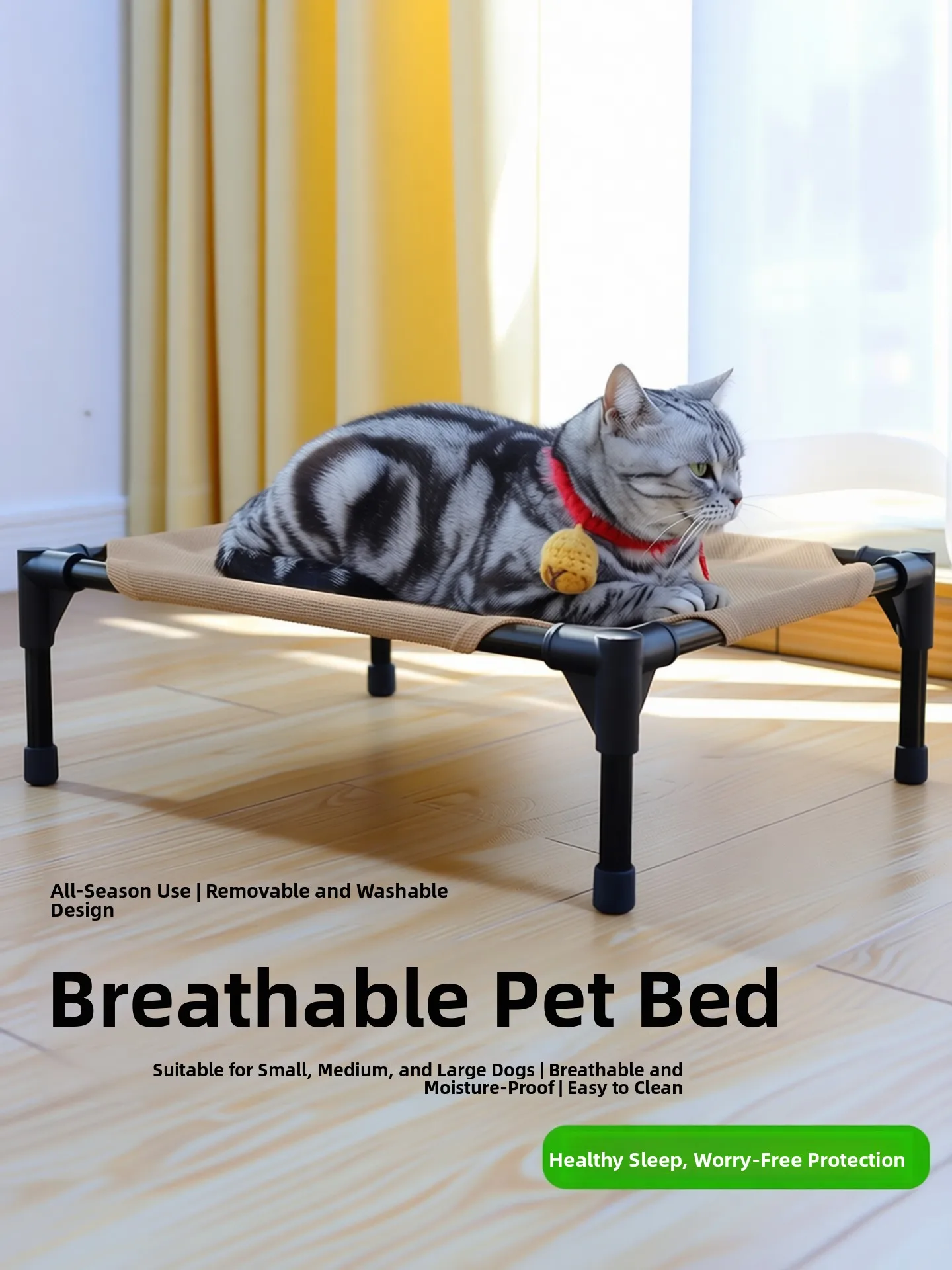 

Detachable Dog Bed Military Style Floor off Pet Bed Breathable All Season Dog House for Small Medium Large Dogs Washable