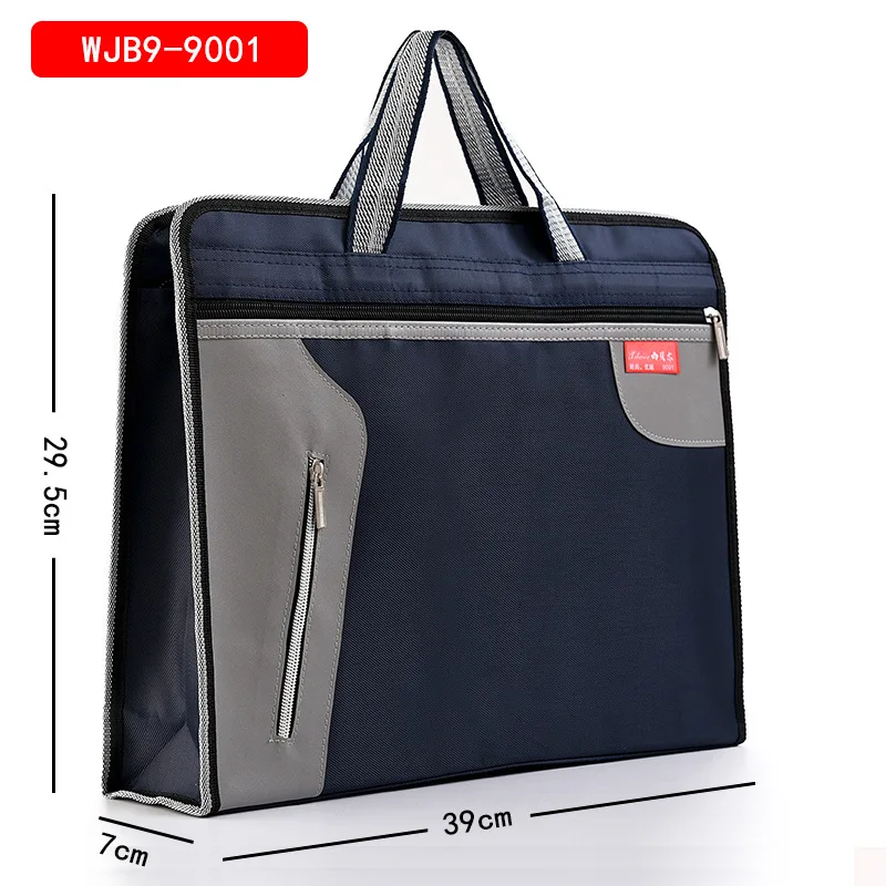 A4 Documents File Bag Folder Fashion Portable Canvas Briefcase Double Zipper Document Bags Data Document Office Storage