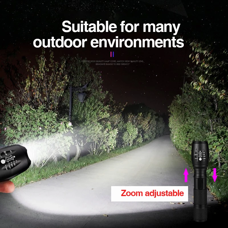 E5 Zoomable Outdoor LED Flashlight Super Bright A100 Mini Powerful  Torch Waterproof Camping Flashlight NOT Included NO Battery