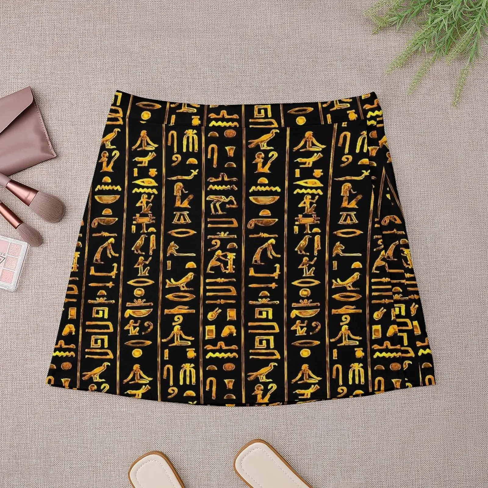 Ancient Egyptian Art Hieroglyphs Skirt Summer Street Style Casual A-line Skirts Trendy Mini Skirt Woman Design Oversize Clothing