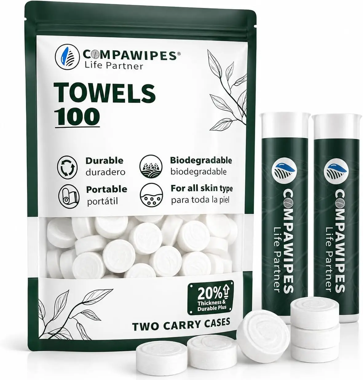 

100Pcs Compressed Towel Tablets - Travel Disposable Towels, Hiking Toilet Paper, Camping Face Towel, Backpacking Essential