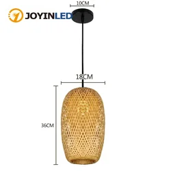 Modern Handmade Wicker Rattan Bamboo Hanging Lamp Retro Creative Design Lighting for Home Woven Chandelier Pendant Light