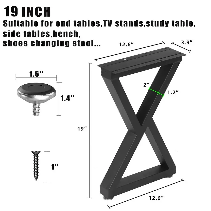 19 Tall Metal Table Legs for Furniture, Bench Legs, Coffee Table Legs, DIY Furniture Legs Set of 219H x 12.6W