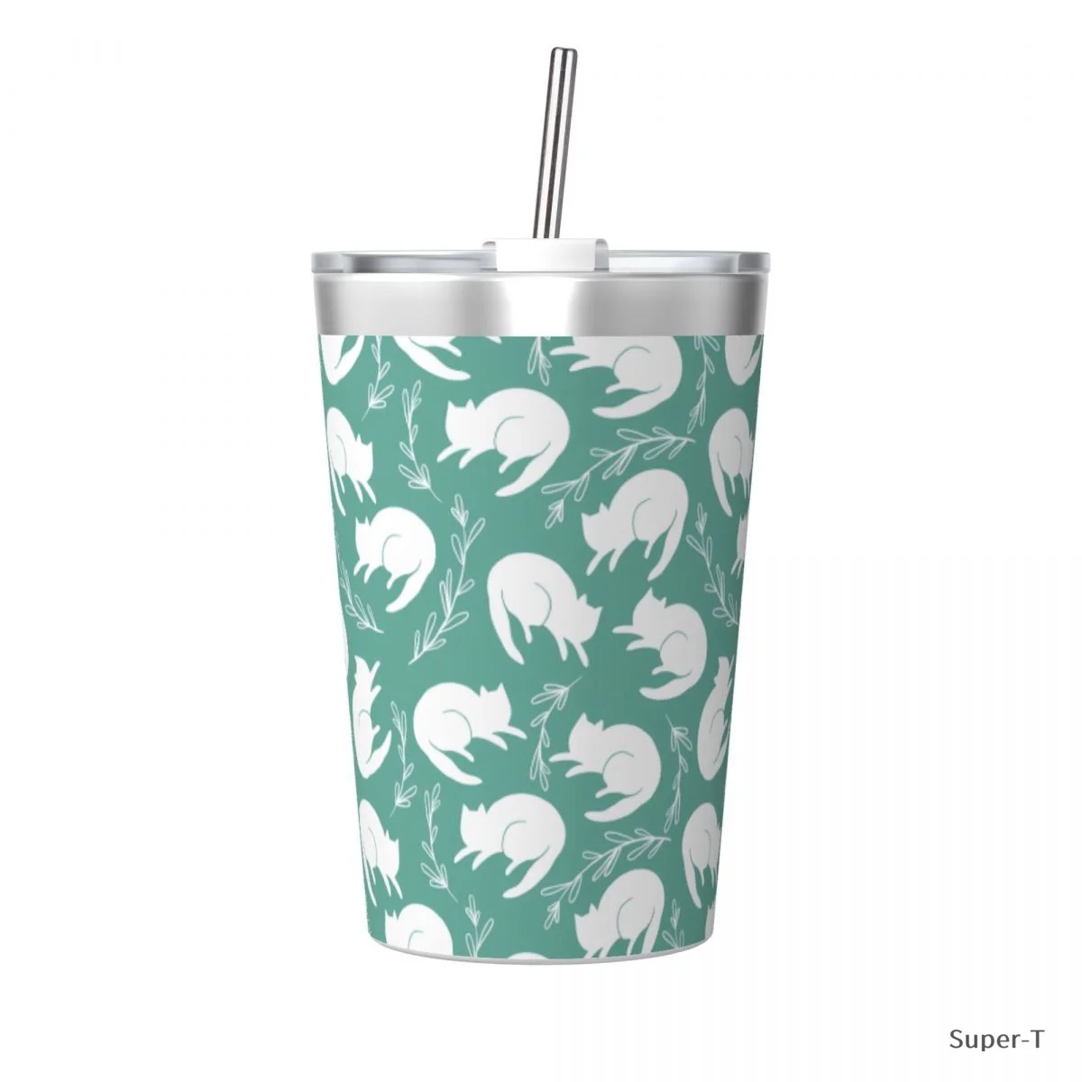 

Cats And A Grass Cup with Straw Thermos Bottle Coffee Stainless Steel Double-layer Insulation Cold Hot Travel Mug Vacuum Flask