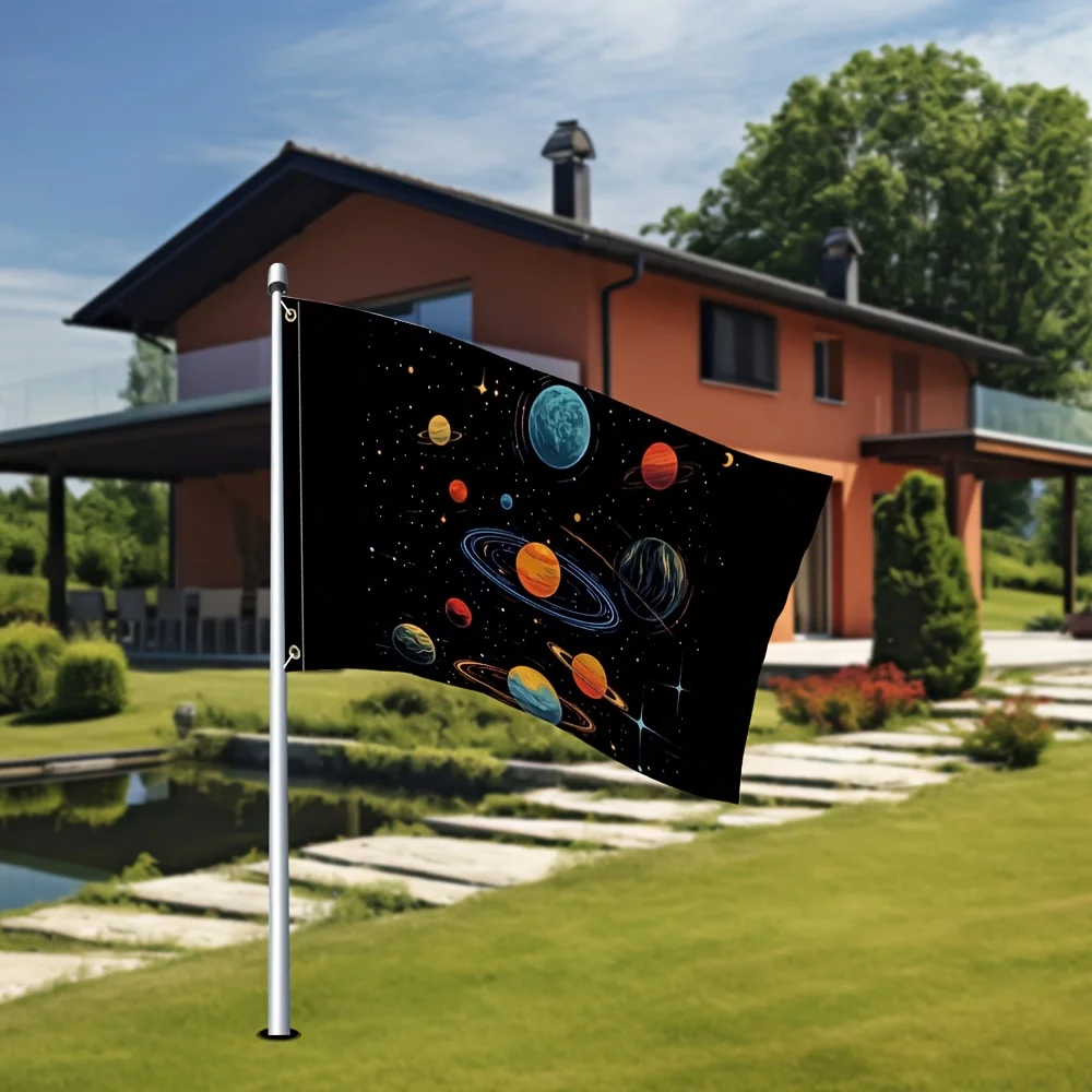 Space Planets Solar System Polyester Hanging Flag Outdoor Decoration Astronomy Flag