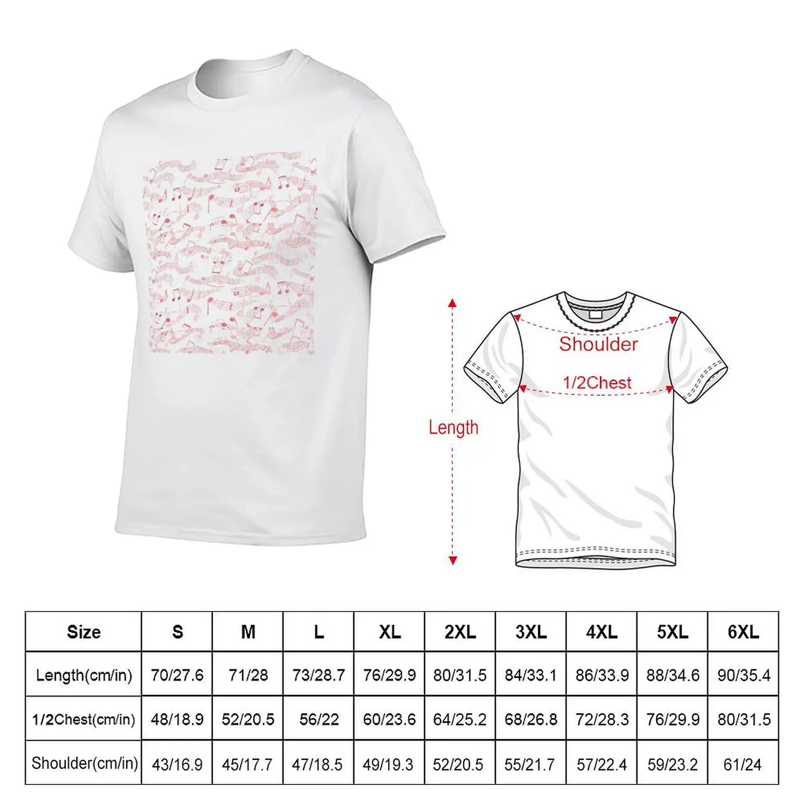 Notas Musicais Padrão Gráfico T-Shirt, Casual Harajuku Movimento, Engraçado Novidade Fitness, Eur Tamanho, Fit para Venda