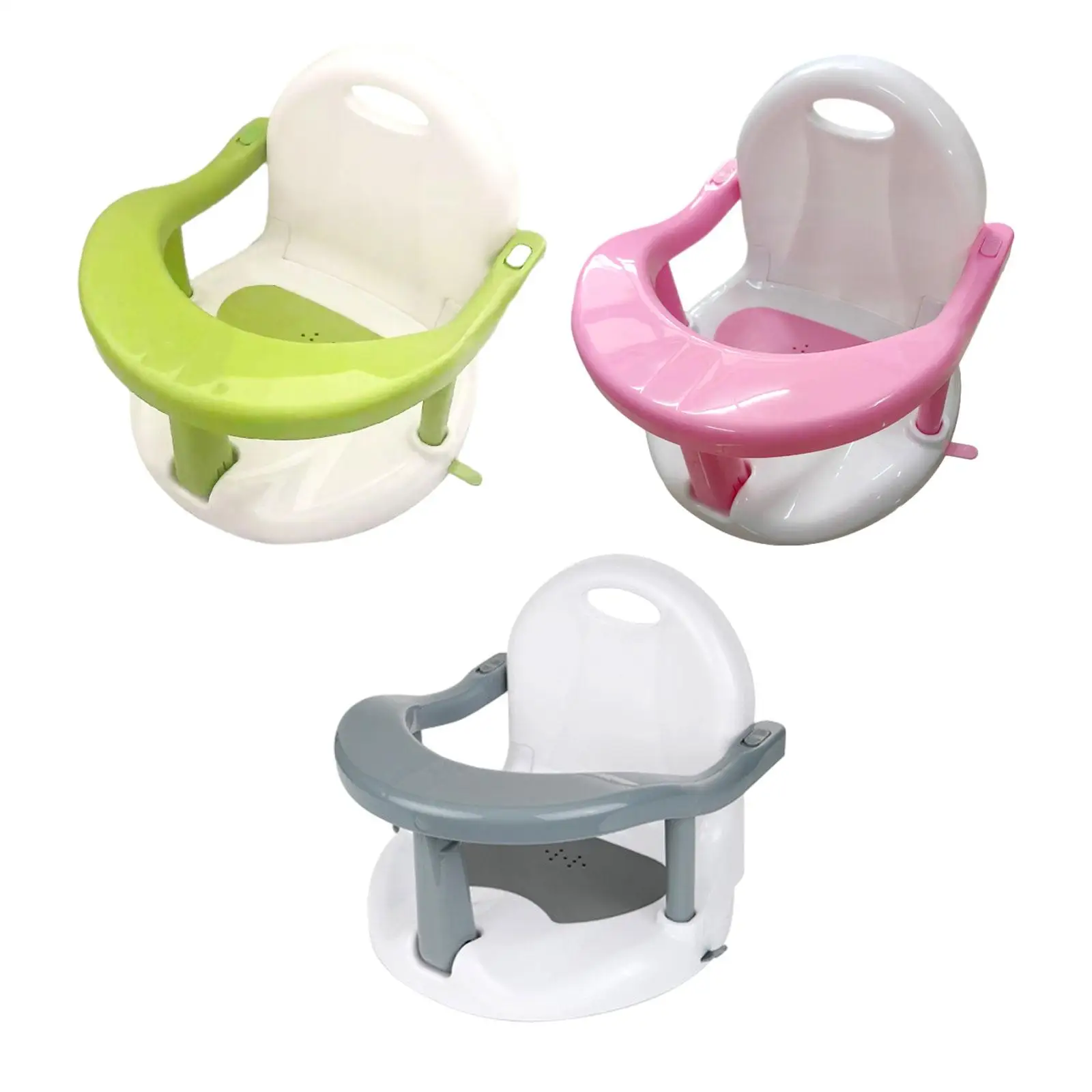 Baby Bath Tub Seat Bathroom Drainage Hole Non Slip Bath Tub Seat Suction Baby Sitting for 6 Month & up Newborn Babies Gift Kids