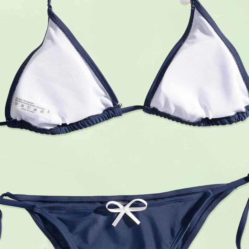 Solid Color Bikini Sets Bandage Swimwear Women Sexy Bikinis Triangle Bathing Suits Female Swimming Suit Low Waist Biquini - Image 3