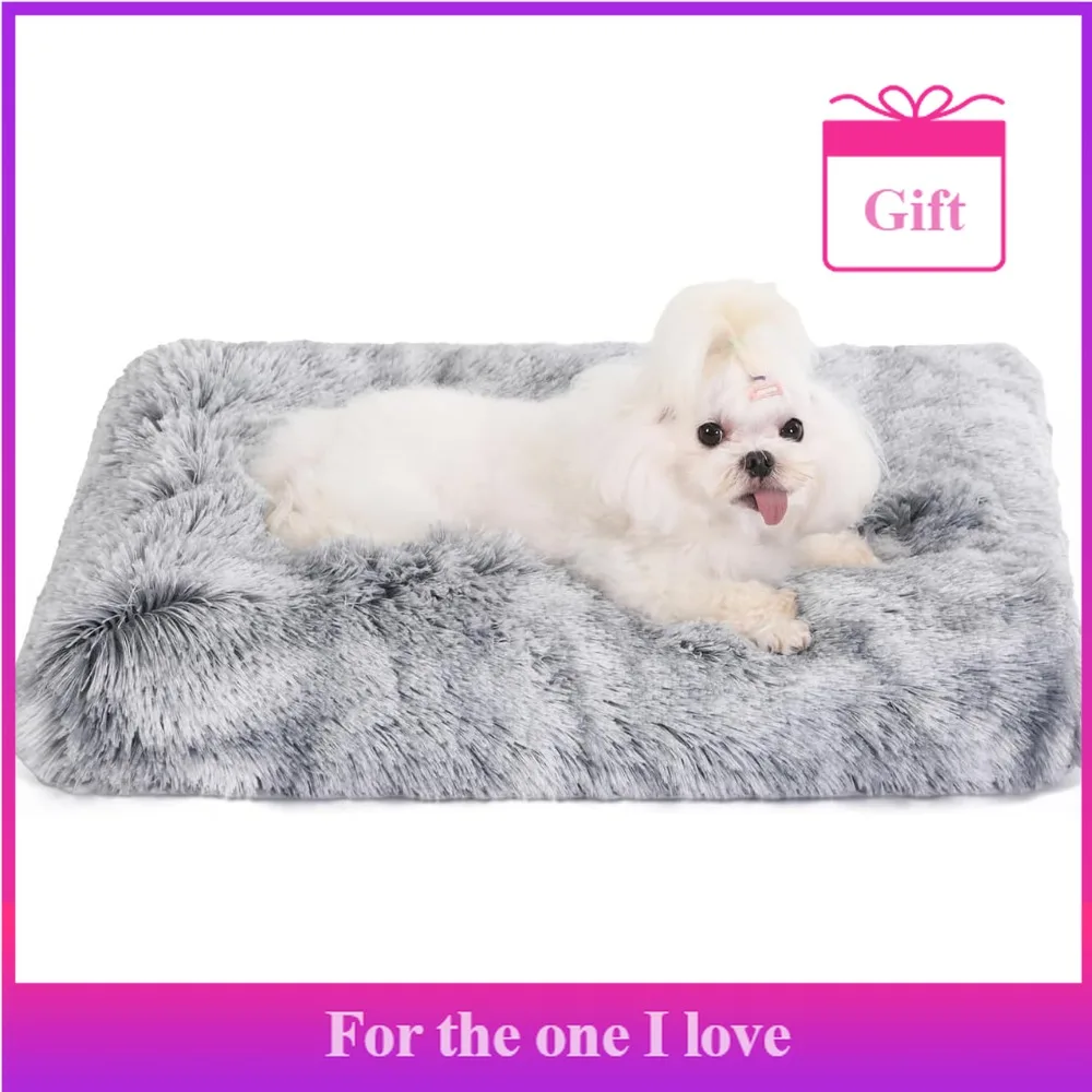 

Waterproof Dog Crate Bed with Removable and Washable Cover, Faux Fur Dog Bed Mat, 23x18 Inches, Plush Pet Bed