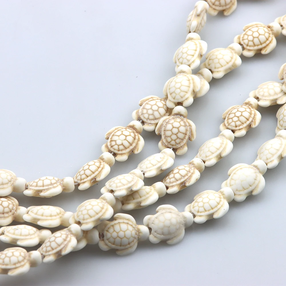 24 Pcs/pack Of White/Green Sea Turtle Turquoise Stone Shaped Beads DIY Jewelry Accessories For Making Bracelets And Necklaces