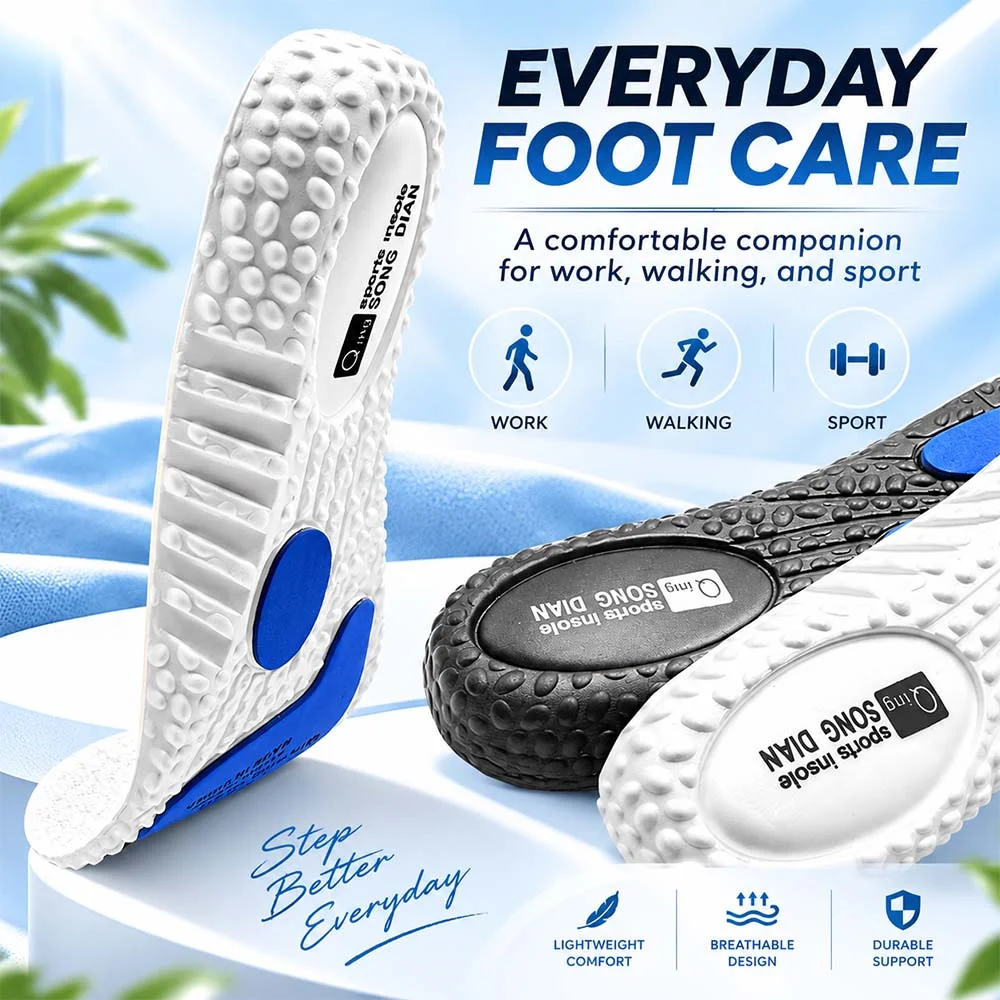 1-2 Pairs Adult Youth Rebound Sports Shoes Insoles Cuttable Breathable Orthopedic For Men Women Daily Training EiD