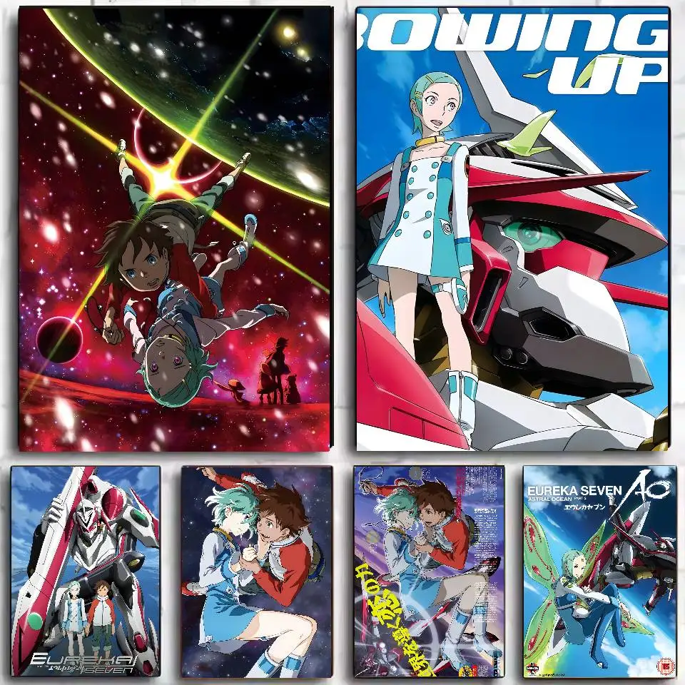 Klassisches Anime E-Eureka Seven Poster, selbstklebende Kunst, wasserfester Papieraufkleber, Kaffeehaus, Bar, Wohnheim, Wanddekoration