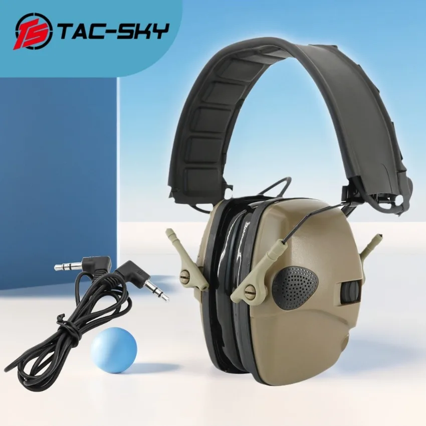 TAC-SKY Tactical Headset New Detachable Headband Electronic Earmuffs Active Noise Reduction for Airsoft Shooting Headphone