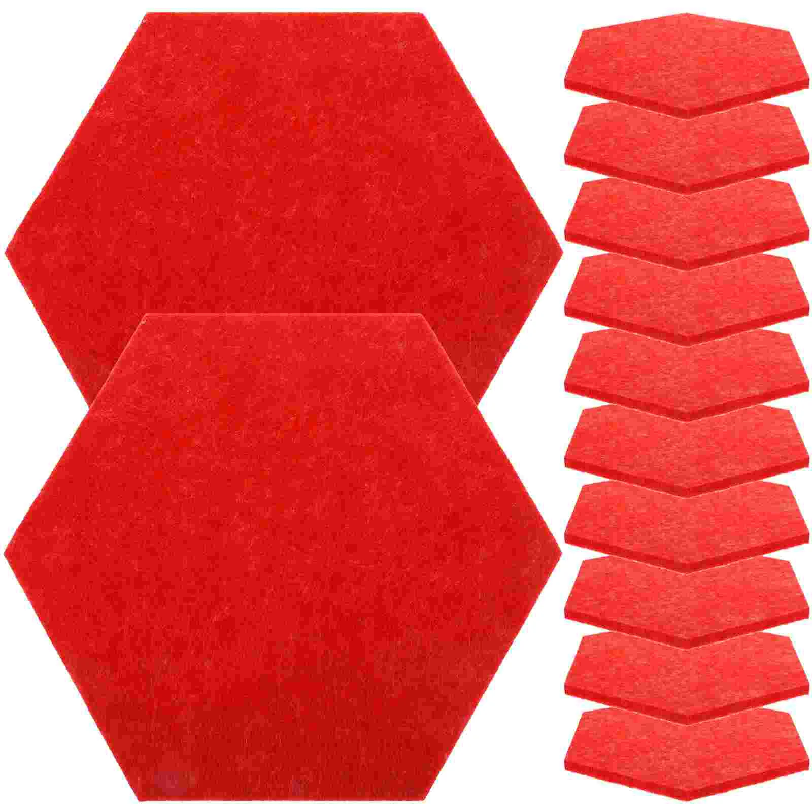 12 Pcs Felt Message Board Tiles Self Adhesive Red Soundproof Wall Boards for Photo Bulletin 10cm Office