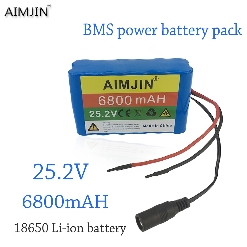 

25.2V 6800mAh large capacity 18650 lithium battery 6S2P BMS power battery pack With charger