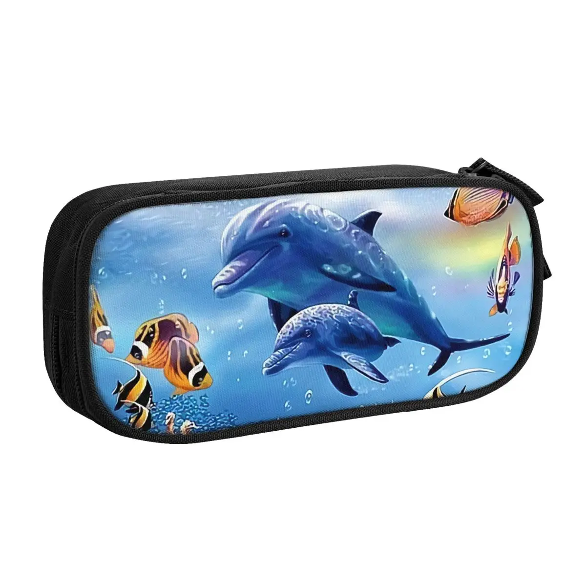 Custom Sea Creature Dolphin Fish Cute Pencil Cases Girls Boys Large Capacity Ocean Animal Pencil Pouch Students Stationery