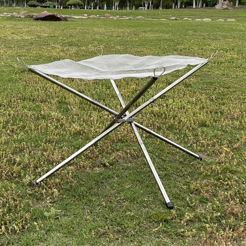 

Stainless Steel Fire Pit Mesh Burning Rack Foldable Camping Stove Patio Grilled Net Replacement Outdoor Cooking Accessory
