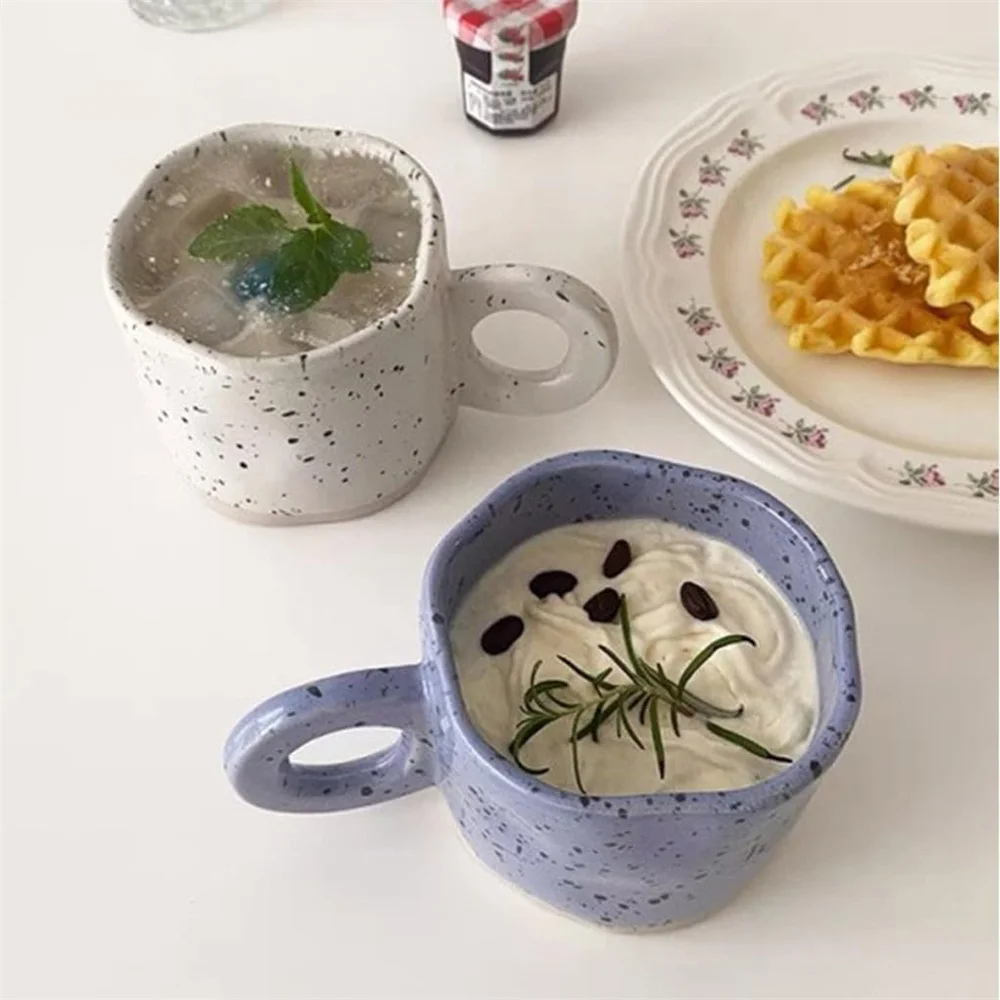 Ceramic Mug 250ml Ring Handl Coffee Milk Modern Print Porcelain Mug Handmade Ceramic Hot Chocolate Cup Couple Handgrip Cups