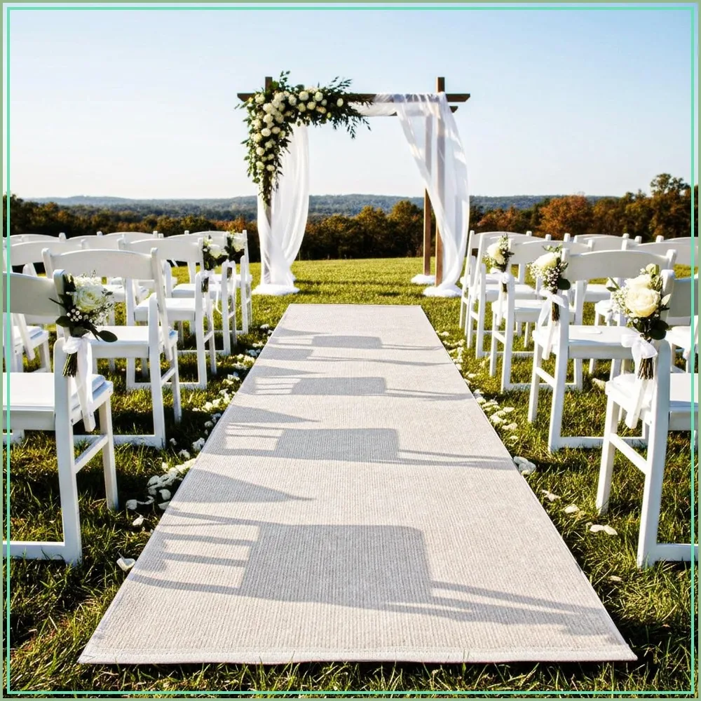 Off-White Aisle Runner 4' x 20' Unbound Indoor Outdoor Carpet for Wedding Garden Reception