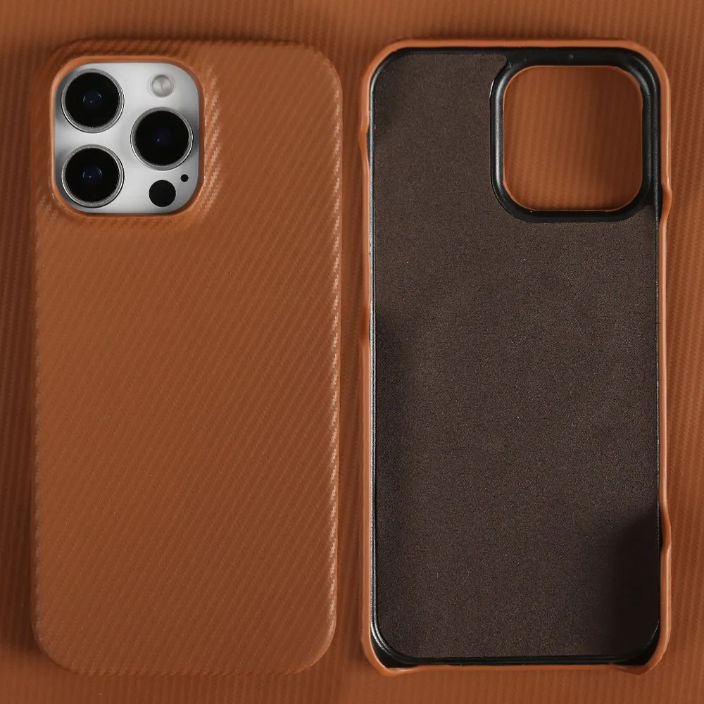 Luxury Genuine Leather Case For iphone 16 Pro Max 15Pro 14ProMax 13 12 11 Cases Carbon Fiber Pattern Phone Cover Phone Shell