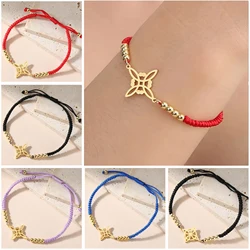 Unift Witch Knot Bracelet Stainless Steel Charms Beads Red String Rope Chain Women Hand Bracelet Vintage Wicca Amulet Jewelry