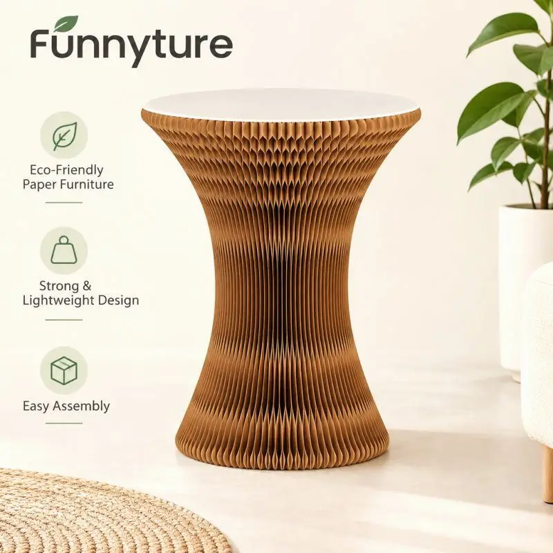 Folding Round Coffee Table Side Table Space Saving Modern Roman Design 70cm Brown with Acrylic Top for Living Room