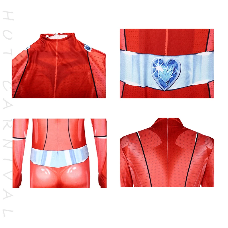 أزياء T-Totally Spies التأثيرية Zentai بدلة فتاة النساء للهالوين أنيمي البرسيم Ewing سامانثا سيمبسون ألكسندرا كرنفال جزء