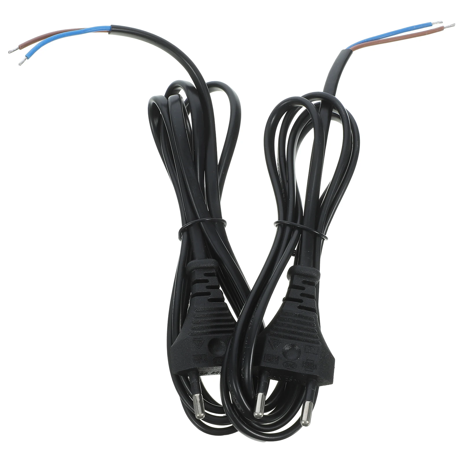 

2pcs Power 1.5M EU Plug Bare Copper Wire Two-Core Connector Prong Replacement Plug for Gaming Lamp Appliances