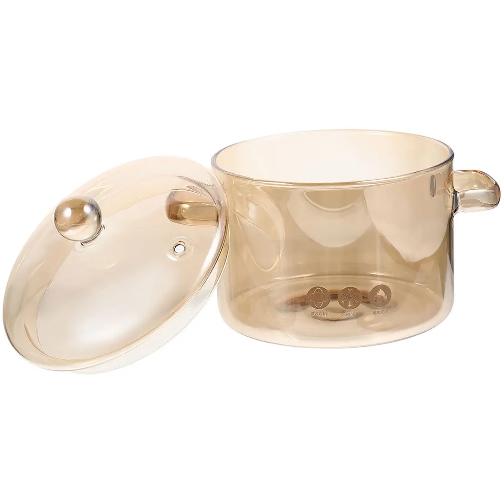 

High Borosilicate Glass Stew Pot Heat Resistant Double Ear Lid Kitchen Cooking Pot for Soup Noodle Ramen Home Restaurant