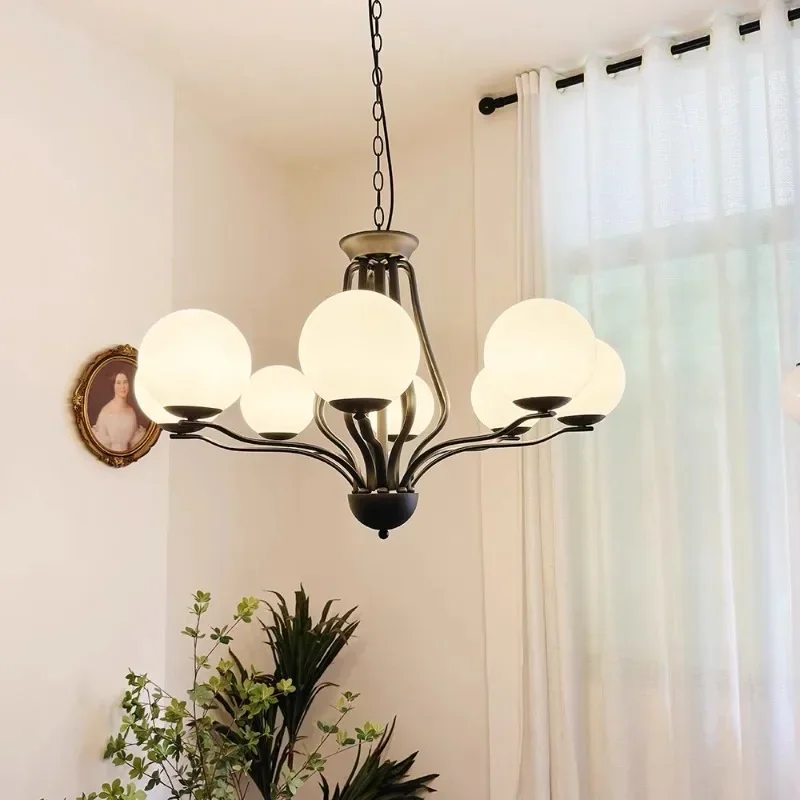 

GHEUVNJ Living room pendant light with antique French retro style, bedroom master light, American restaurant light, lobby high-