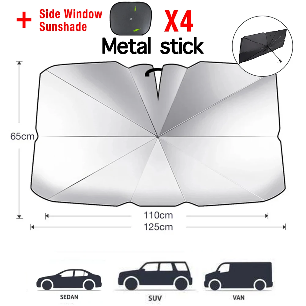 Auto Zonnescherm Voorruit Raam Paraplu Opvouwbare Zonnescherm Front Cover Blok Warmte Draagbare Protector Parasol Auto Model Shades